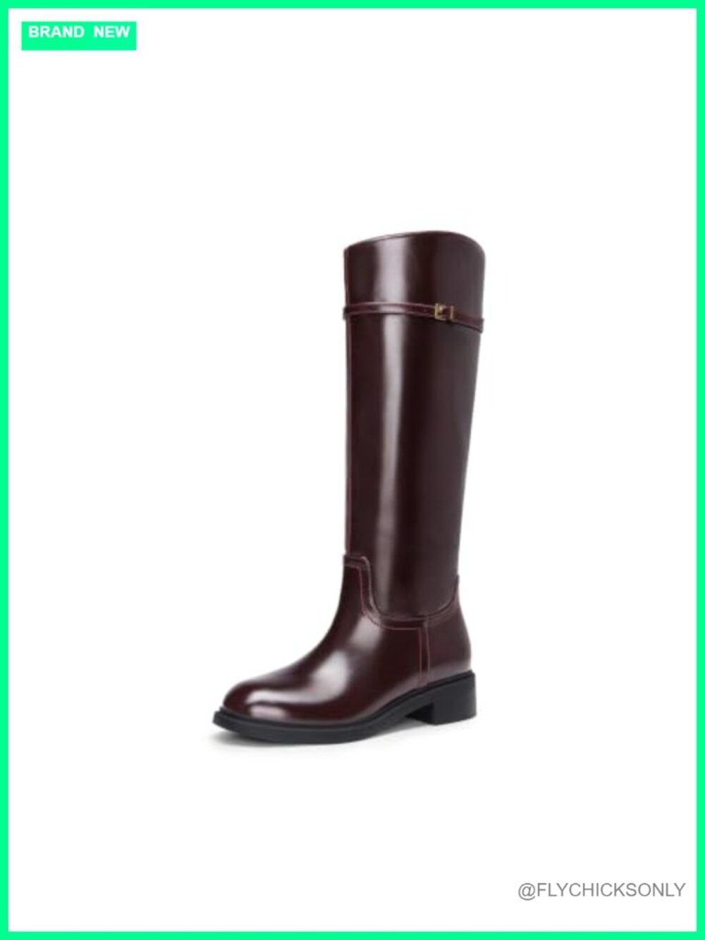 Knee-High Faux Leather Riding Boots Buckle Strap Pull-On Comfort